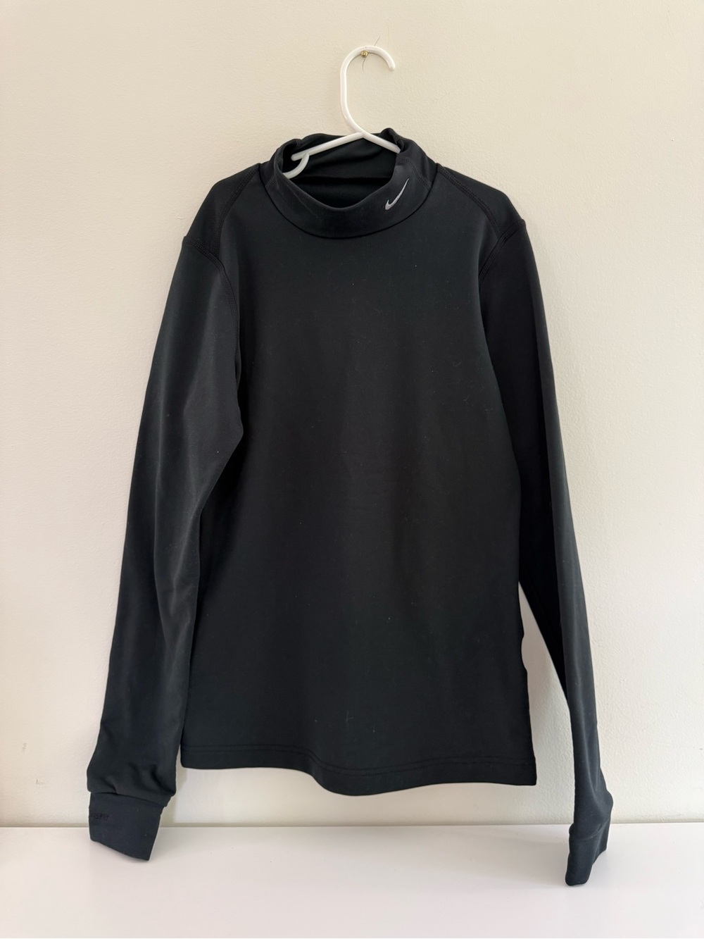 Nike Boys Dry Fit Black Long-Sleeve Mock Neck Top